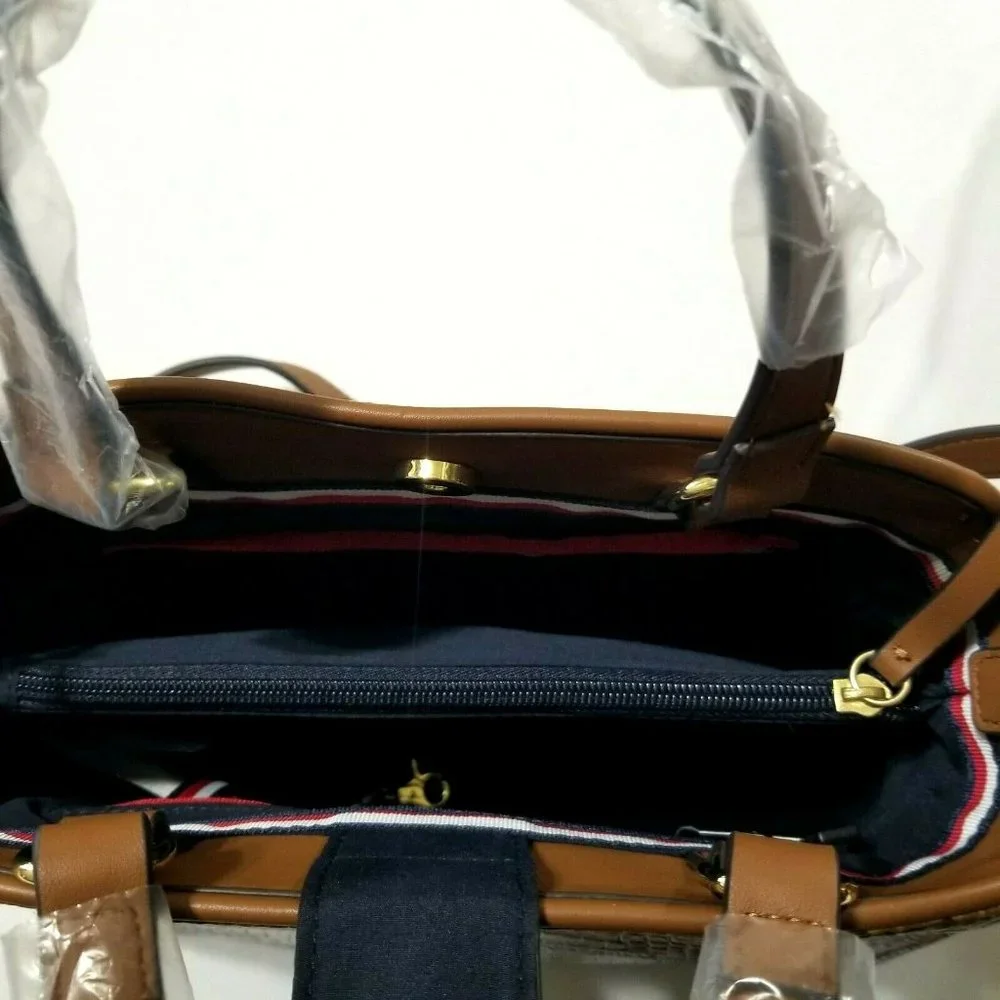 Tommy Hilfiger Shoulder Handbag Faux Leather‎ Brown Croc Embossed